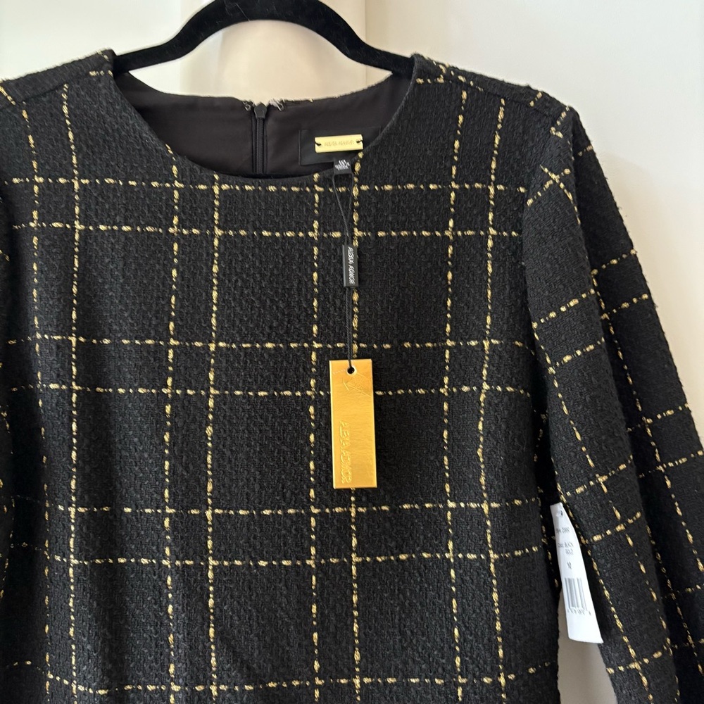 NWT Alexia Admor Windowpane 3/4 Sleeve Tweed Shift Dress - 10 - Picture 3 of 11